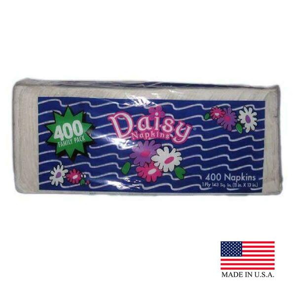 U.S Alliance Paper 20400 PE 1 Ply 400 Count Daisy Lunch Napkin, White 20400  (PE)